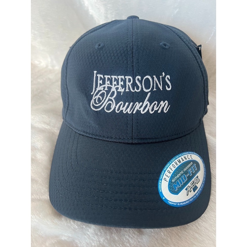 Jeffersons Bourbon Navy Performance Hat Adjustable Strapback AHEAD Golf Cap Blue